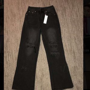 Black denim straight jean